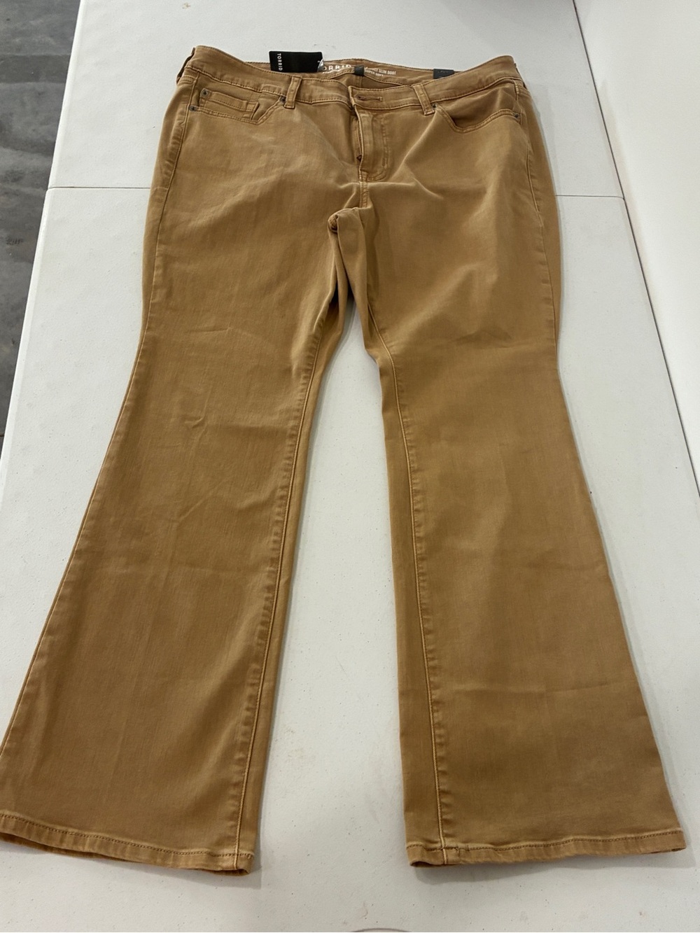 NWT Torrid Perfect Slim Boot Super Soft Mid-Rise Jeans Khaki Tan Size 16R